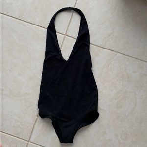 Open back bodysuit/Leotard. Solid black